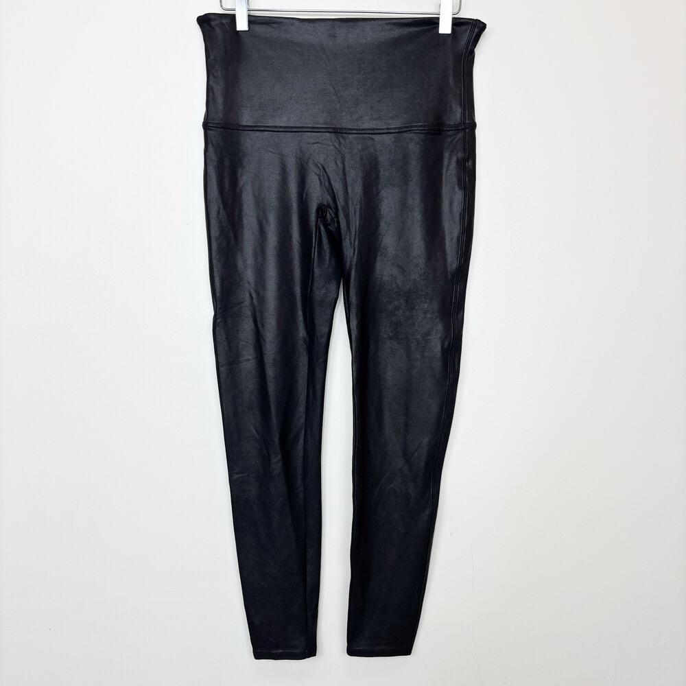 Spanx Women's Plus Size Black Faux Leather Leggings 1X
